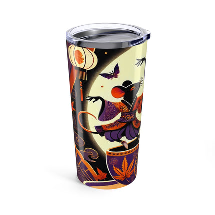 Theatrical Halloween Kabuki Mice on Teacup Tumbler 20oz