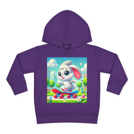 Skateboard Bunny Adventure Toddler Pullover Fleece Hoodie