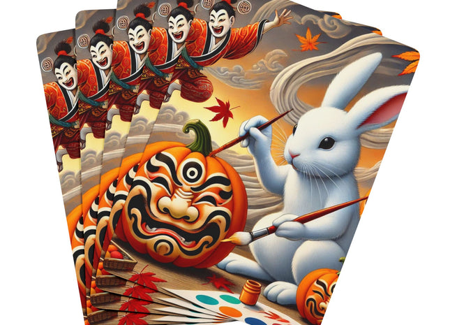Halloween Rabbit’s Kabuki Jack-o’-Lanterns Playing Cards