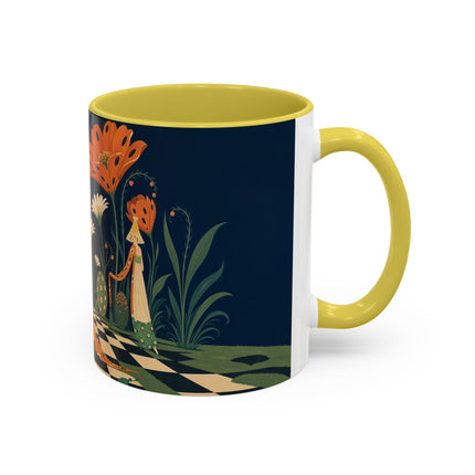 🌼🧡 The Midnight Floral Masquerade Colorful Mug – Art Deco Fashion Fantasy