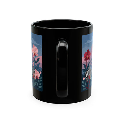 🖤🌸 The Lady Of The Striped Orchid Garden Ceramic Mug – Art Deco Fashion Elegance
