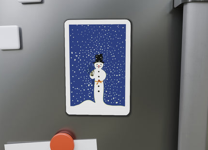 Snowman in Falling Snow Die-Cut Magnets (5 Sizes)