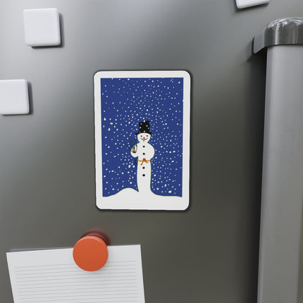 Snowman in Falling Snow Die-Cut Magnets (5 Sizes)