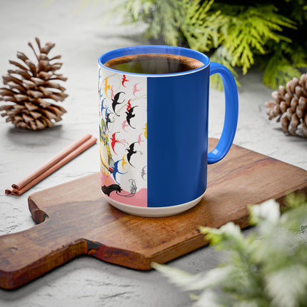 Flight of the Songbirds Colorful Mugs – Theatrical Whimsy & Colorful Harmony