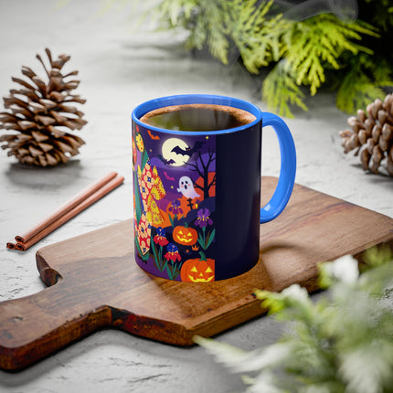 🌙🎃 The Moonlit Garden Masquerade Colorful Mug – Floral Halloween Charm
