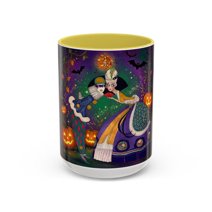 🎭🎃 The Masquerade Beneath The Pumpkin Lantern Colorful Mug – Theatrical Halloween Charm