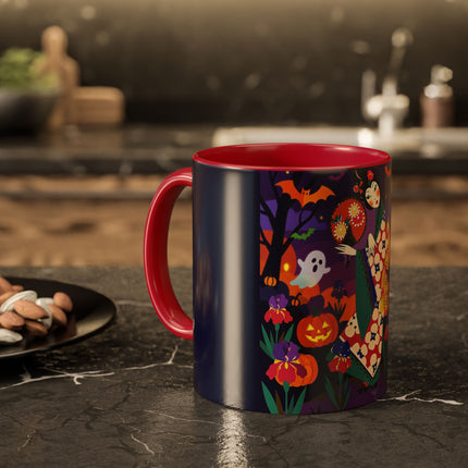 🌙🎃 The Moonlit Garden Masquerade Colorful Mug – Floral Halloween Charm