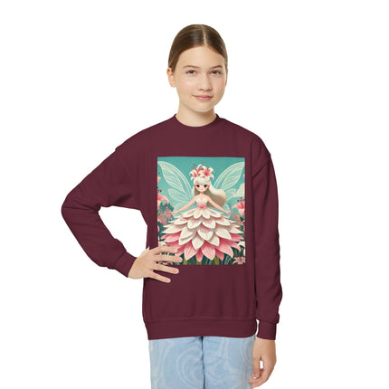 Lily Fairy in Bloom Youth Crewneck Sweatshirt – Grace, Renewal & Gentle Magic