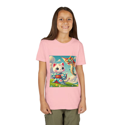 Geisha Kitten and the Dragon Kite Youth Short Sleeve Tee