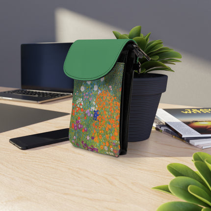 Cottage Garden by Gustav Klimt Small Cell Phone Wallet