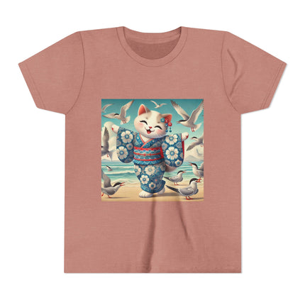 Geisha Kitten by the Seaside Youth Short Sleeve Tee