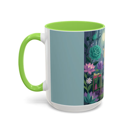 The Lady Of The Moonlit Garden Colorful Mugs – Art Deco Botanical Serenity