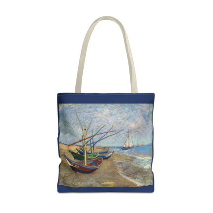 Fishing Boats on the Beach at Saintes-Maries by Vincent Van Gogh Tote Bag (AOP)