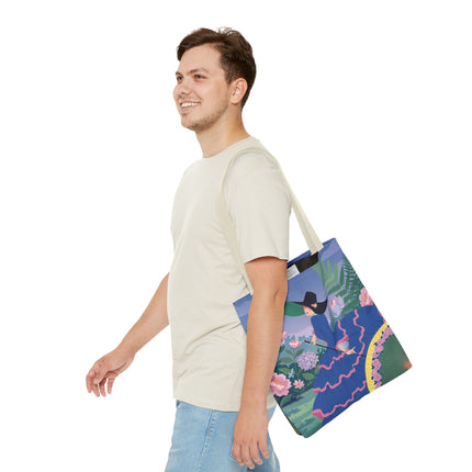 🌸💙 The Lady Of The Blue Garden Promenade Tote Bag – Art Deco Floral Fashion
