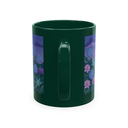 🧶☂️ The Lady Of The Garden Knitting Circle Ceramic Mug – Art Deco Floral Whimsy
