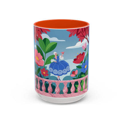 The Lady Of The Blossoming Terrace Colorful Mugs – Art Deco Floral Garden Elegance