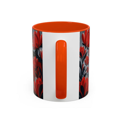 ☔🌹 The Scarlet Rainstorm Promenade Colorful Mug – Art Deco Motoring Elegance