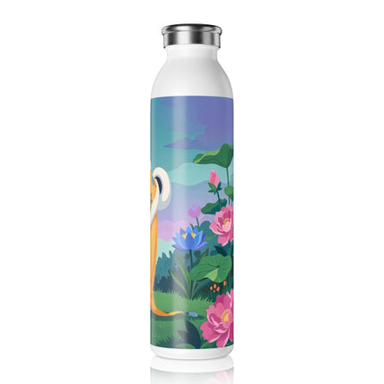 🌺💛 The Golden Garden Empress Slim Water Bottle – Art Deco Floral Elegance
