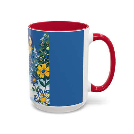 💙🌼 The Bluebell Christmas Promenade Colorful Mug – Art Deco Holiday Fantasy
