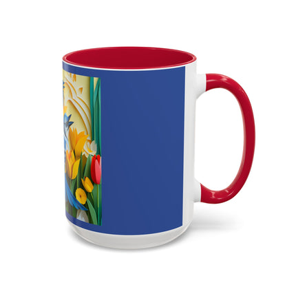 Blue Jays in a Spring Garden Colorful Mugs (11oz, 15oz)