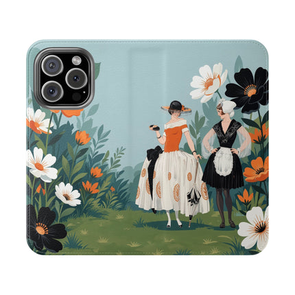 🌼🖤 The Ladies Of The Garden Promenade Flip Case – Art Deco Floral Fashion
