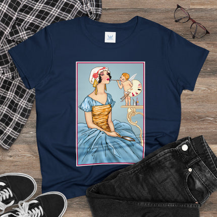 The Enchanting Painter: A Fairy's Artistic Touch Ceramic Women's Midweight Cotton Tee