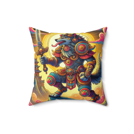 Mountain Wolf Spun Polyester Square Pillow