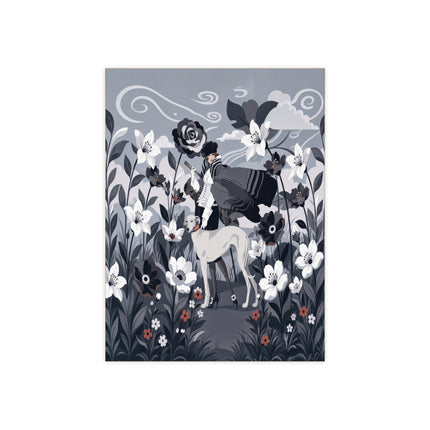 🖤🌸 The Greyhound Floral Promenade Ceramic Tile – Art Deco Monochrome Fashion