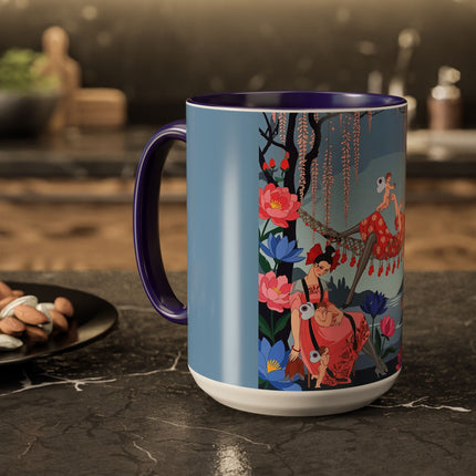 The Ladies Of The Enchanted Hammock Colorful Mugs – Art Deco Whimsical Garden Elegance