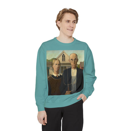 American Gothic by Grant Wood Unisex Garment-Dyed Sweatshirt