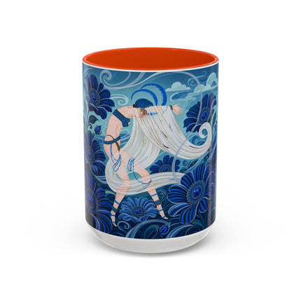 💙🌸 The Sapphire Wind Dancer Colorful Mug – Art Deco Floral Fantasy