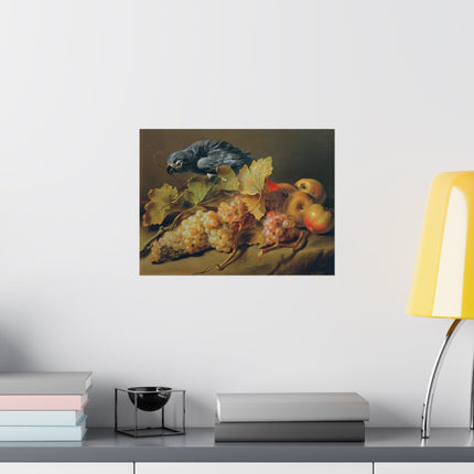 Still Life with Parrot and Grapes by Erasmus Von Engert Matte Horizontal Posters