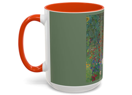 Farm Garden with Sunflowers by Gustav Klimt Colorful Mugs (11oz, 15oz)