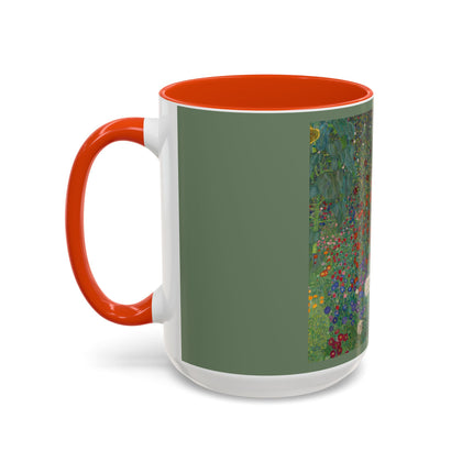 Farm Garden with Sunflowers by Gustav Klimt Colorful Mugs (11oz, 15oz)