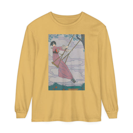 La balançoire by Georges Lepape Garment-dyed Long Sleeve T-Shirt
