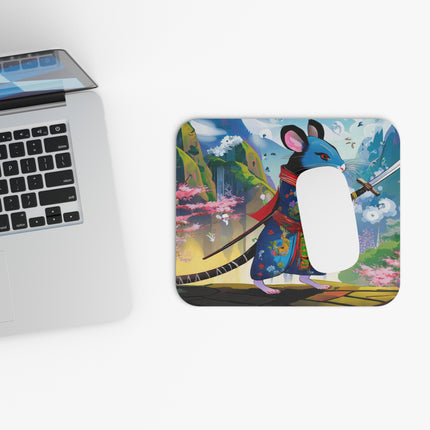 Cyber Samurai Rat Mouse Pad, Rectangle