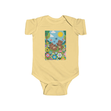 Woodland Bear Cubs at Play Baby Bodysuit – Whimsical Forest Adventure Design