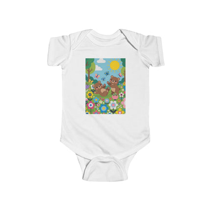 Woodland Bear Cubs at Play Baby Bodysuit – Whimsical Forest Adventure Design