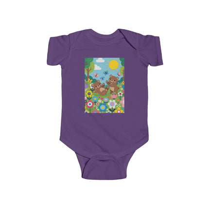 Woodland Bear Cubs at Play Baby Bodysuit – Whimsical Forest Adventure Design