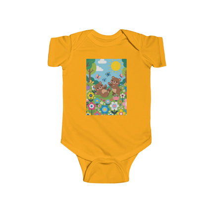 Woodland Bear Cubs at Play Baby Bodysuit – Whimsical Forest Adventure Design