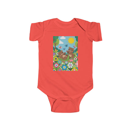Woodland Bear Cubs at Play Baby Bodysuit – Whimsical Forest Adventure Design