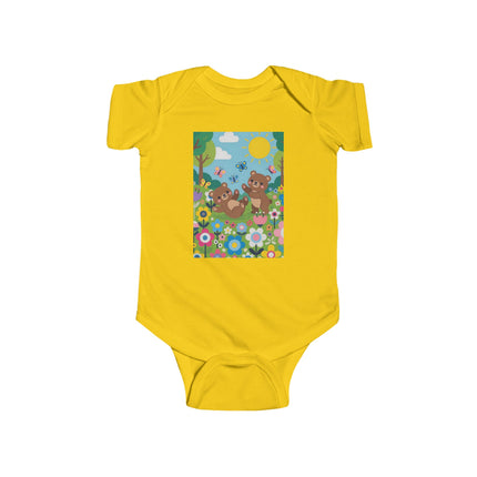 Woodland Bear Cubs at Play Baby Bodysuit – Whimsical Forest Adventure Design