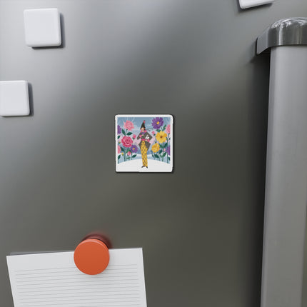 🐇🌸 The Lady With The White Rabbit Die-Cut Magnets – Art Deco Floral Whimsy