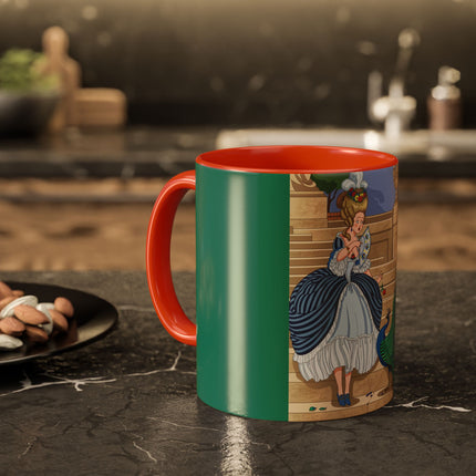 The Peacock's Admiration Colorful Mug (11oz, 15oz) – Rococo Elegance, Peacock Beauty & Garden Charm