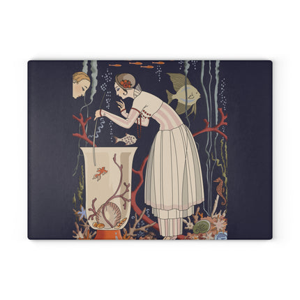 The Dazzling Little Fish by George Barbier Glass Cutting Board
