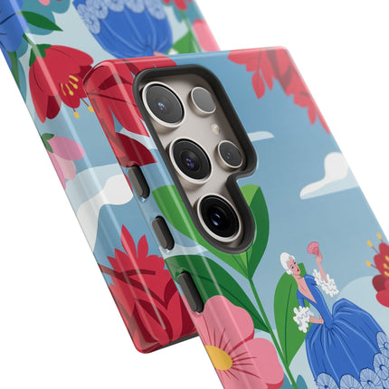 🌺🪭 The Lady Of The Grand Flower Terrace Phone Case – Art Deco Garden Elegance