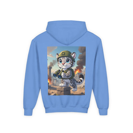 Snow Leopard Lookout Youth Hooded Sweatshirt – Adventure, Curiosity & Fearless Style