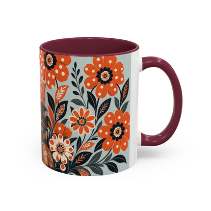 🧳🌼 The Grand Floral Voyage Colorful Mug – Art Deco Travel Elegance