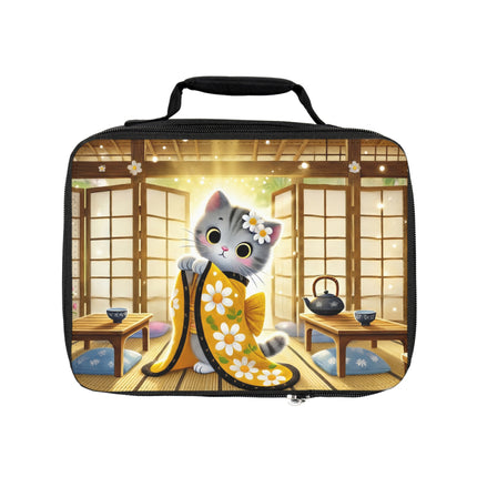 Playful Kitten in the Tea Room Lunch Bag – Curious Charm & Cozy Whimsy