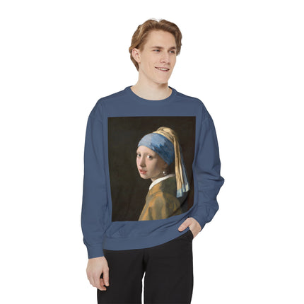 Girl with a Pearl Earring by Johannes Vermeer Unisex Garment-Dyed Sweatshirt